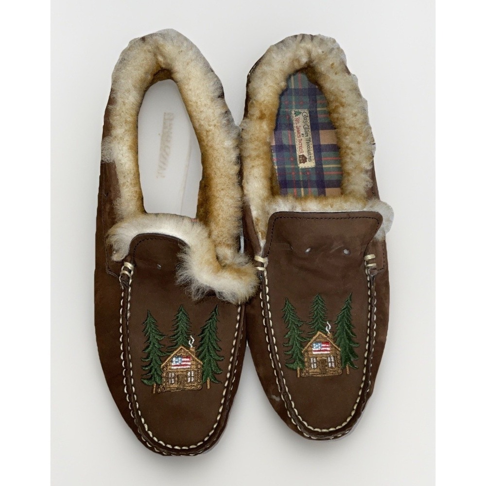 Kiel James Patrick Shearling Moccasin Slippers Cozy Cabin Size 9